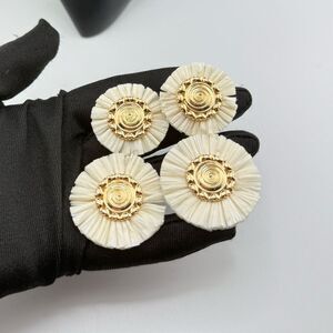 Ivory & Gold Double Disc Earrings — Elegant Boho Statement